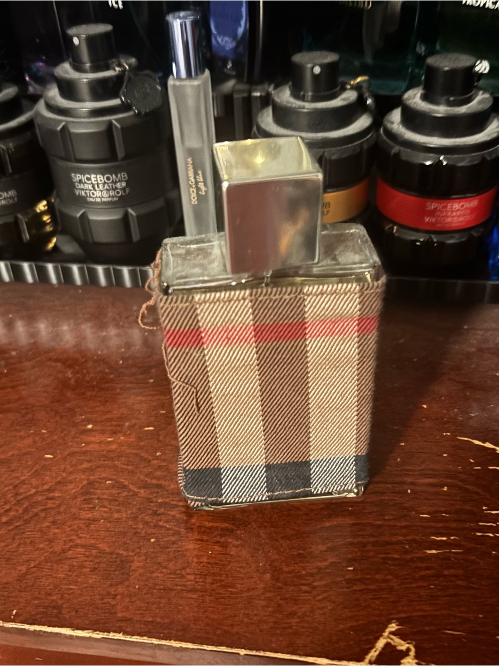 Plaid Fabric Men's Cologne Bottle - Classic Check Design full